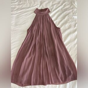 Mauve high neck pleated dress